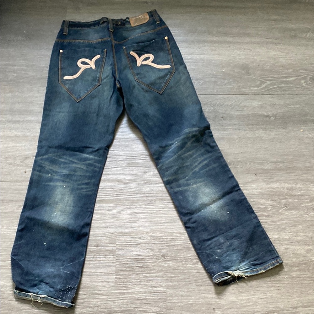 Rocawear Blue Straight Jeans with Embroidered Back